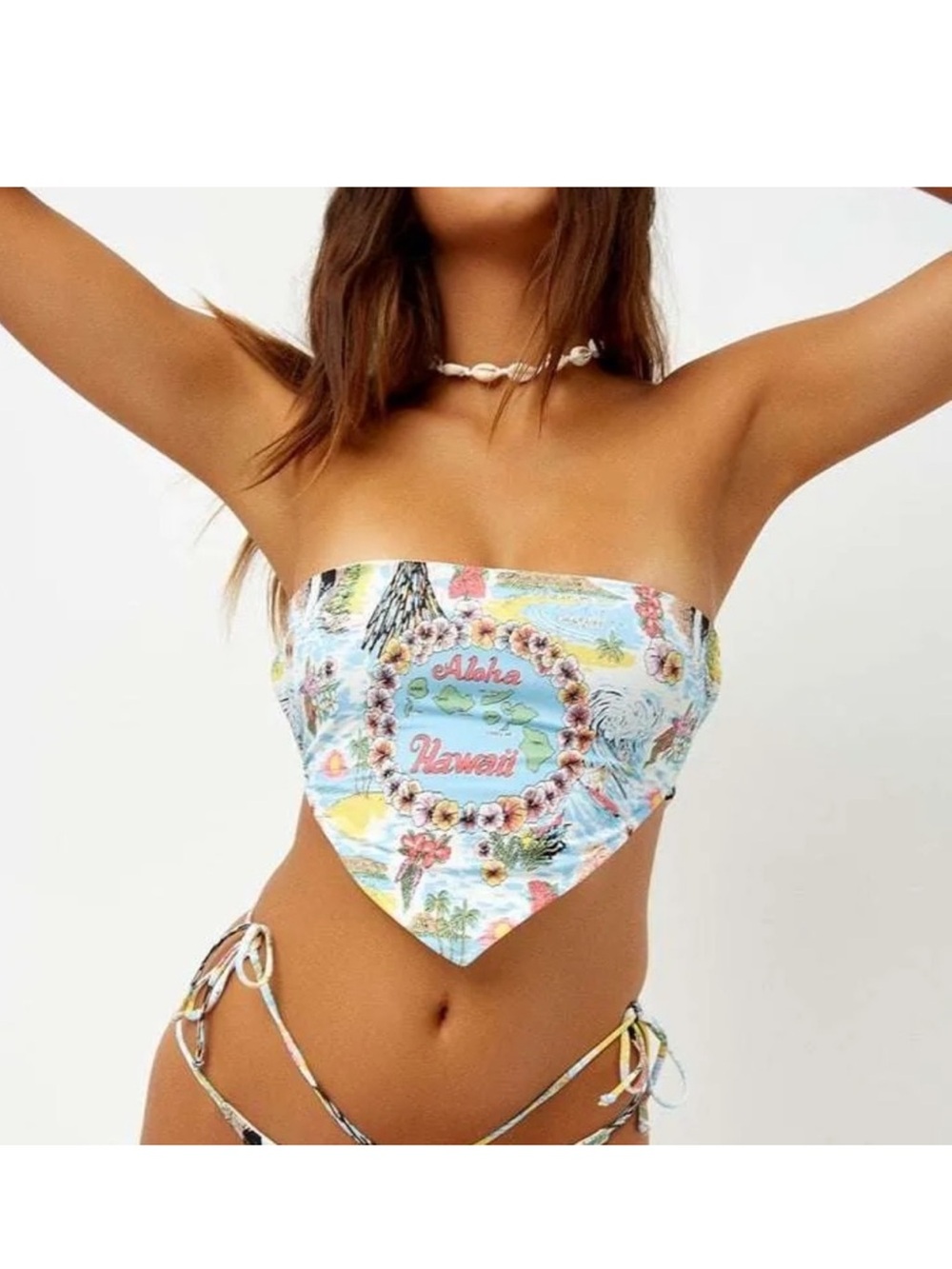 Frankie’s bikinis Aloha Hawaii Tropical Bandana Bikini Top